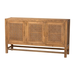 bali & pari Sibu Bohemian Natural Rattan and Reclaimed Wood Cabinet